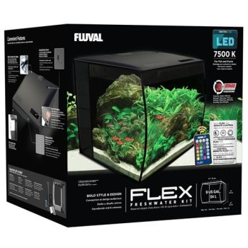 FLEX 34L 9 Gallon Aquarium Kit BLACK - (14" x 13" x 13") - Fluval